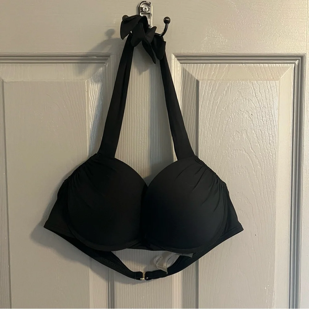 Victoria's Secret Black Halter Bikini Top Push Up 36B - Picture 6 of 7